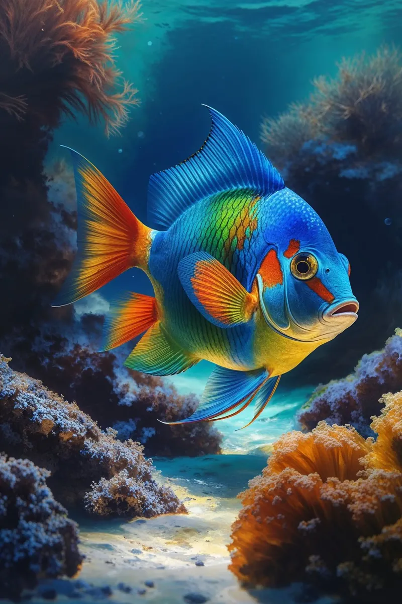 Serene Mandarin Fish in Underwater Paradise carta hahnemühle da AlbertKlee