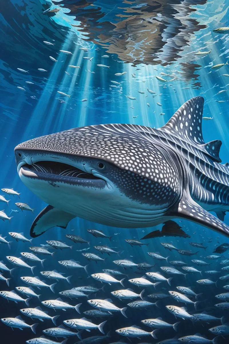 Majestic Whale Shark Underwater Harmony poster con telaio in plastica da AlbertKlee