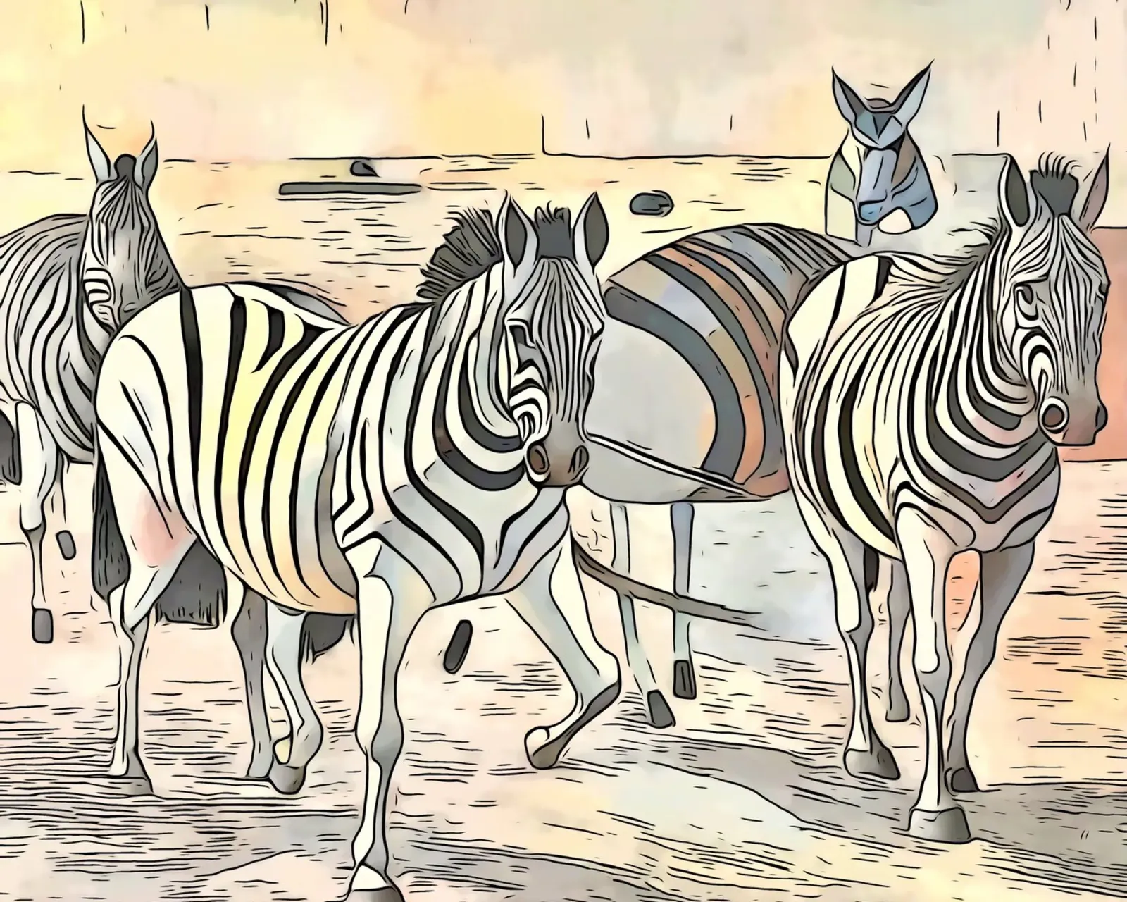 On safari in Africa, motif 3 canvas with Floater frame by ZAMART