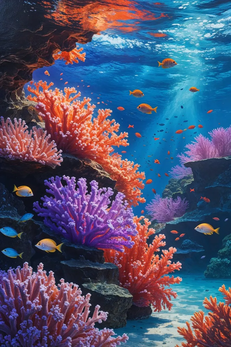 Vivid Coral Reef Underwater Paradise canvas by AlbertKlee