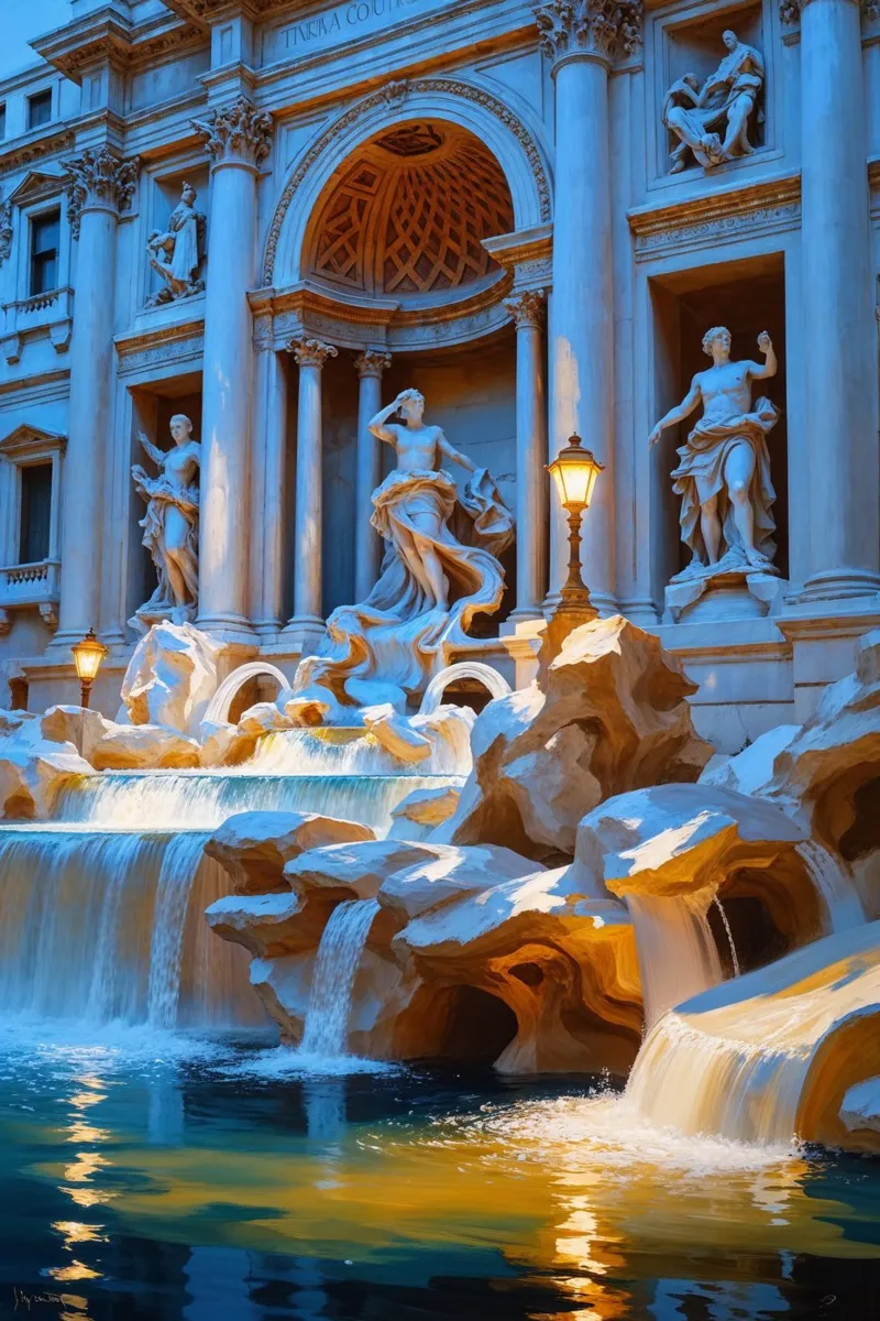Baroque Splendor at Trevi Fountain carta hahnemühle da AlbertKlee