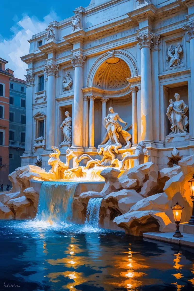 Timeless Elegance of Trevi Fountain carta hahnemühle da AlbertKlee