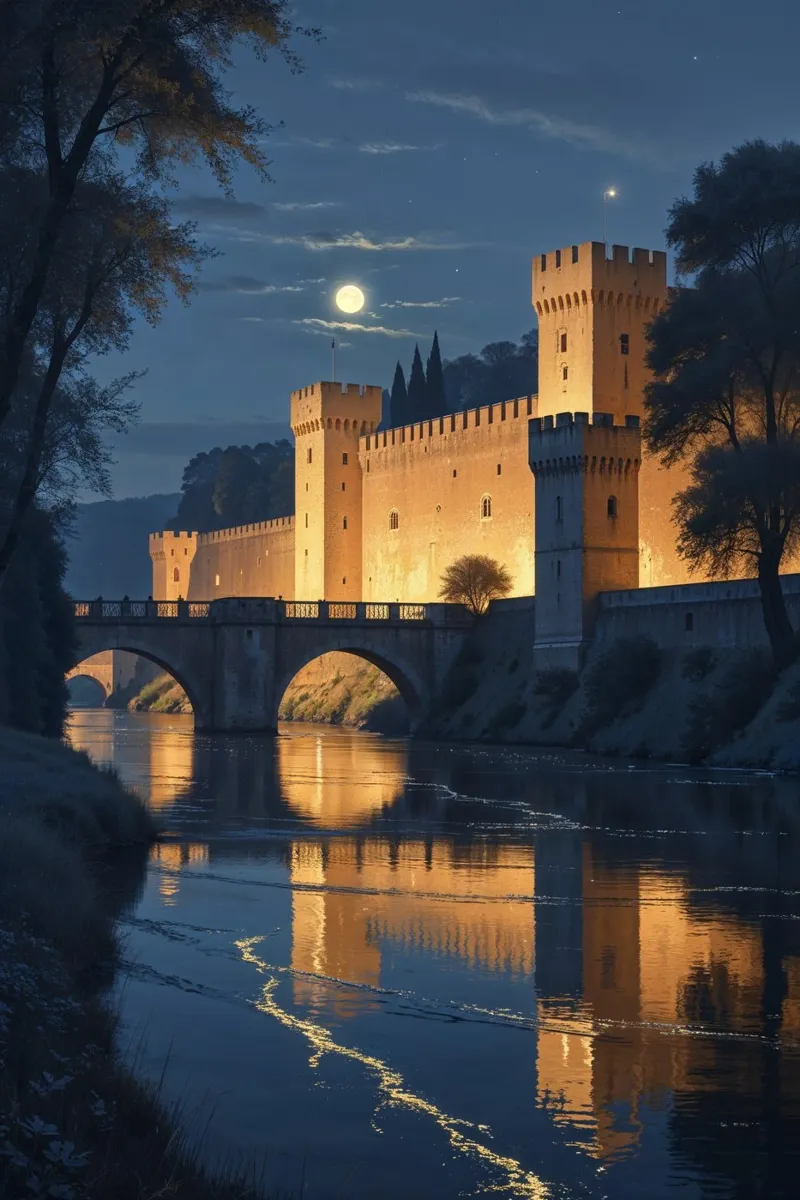 Castle Elegance Under a Starry Sky poster da AlbertKlee