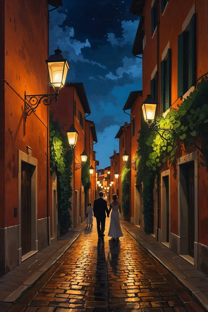 Strolling through Trastevere's Illuminated Night poster da AlbertKlee