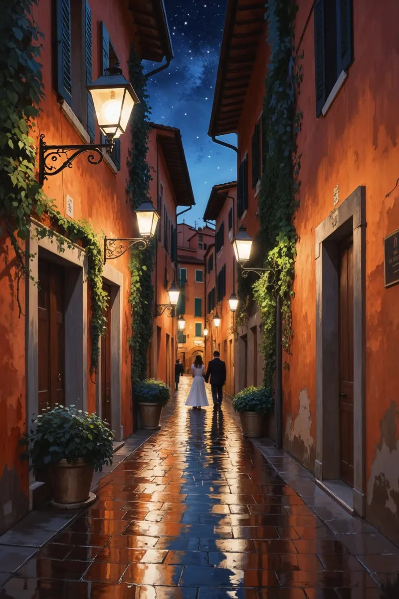Romantic Pathways under a Starry Sky Hahnemühle von AlbertKlee