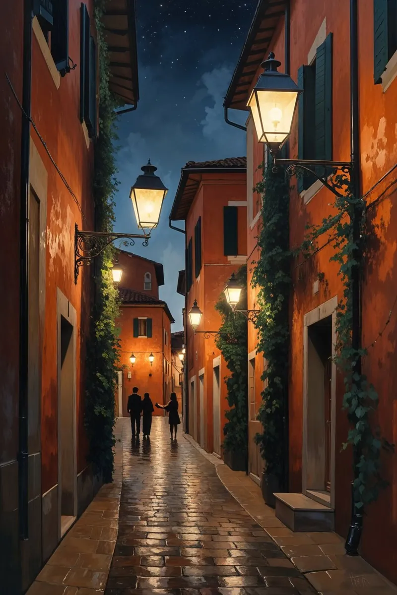 Charming Glow in Trastevere’s Streets carta hahnemühle da AlbertKlee