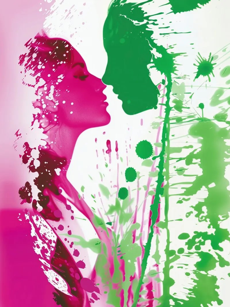 The Kiss | Photography and Action Painting Mixed Media canvas with Floater frame by Autofocus