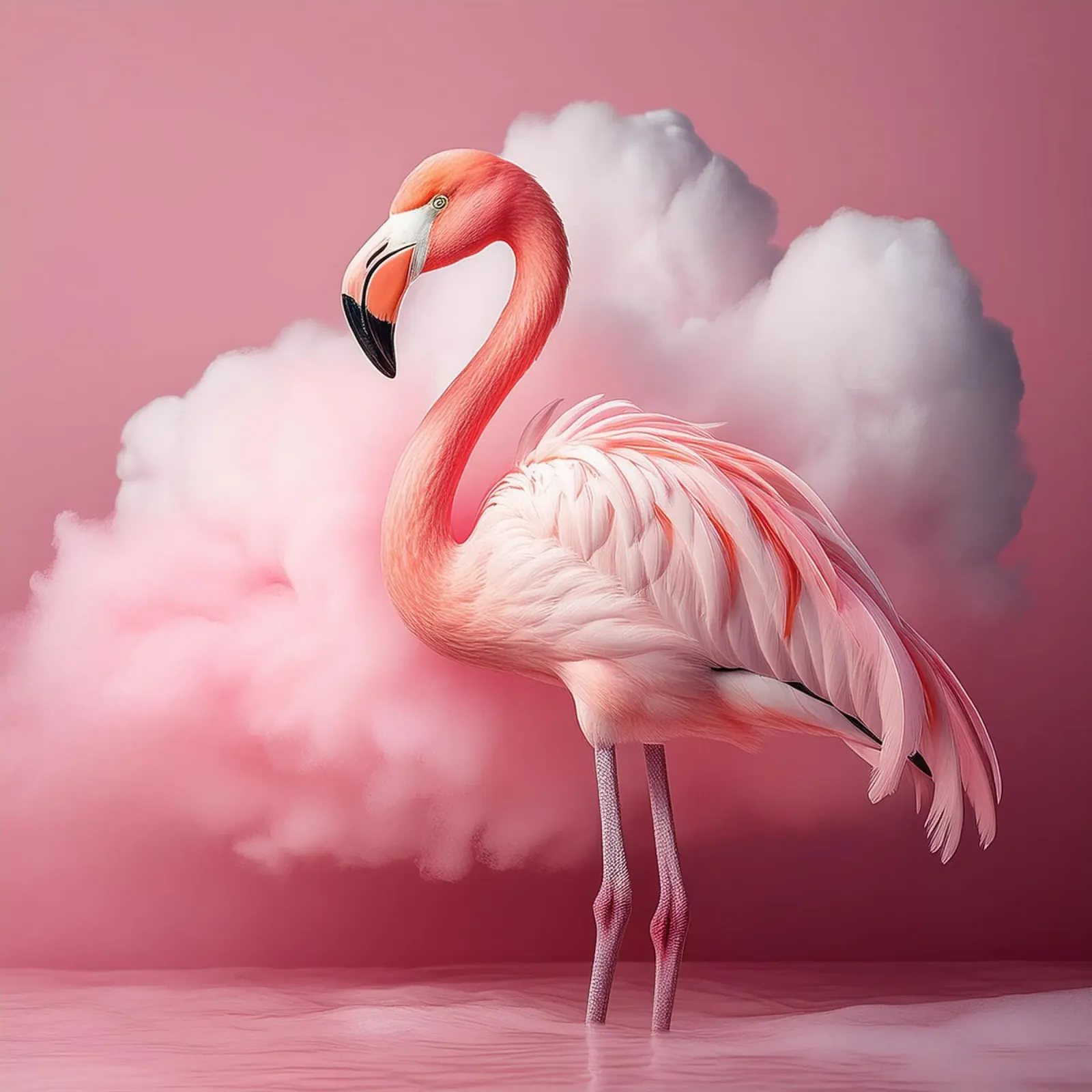 Graceful Pink Flamingo with Dreamy Cloud Background poster by FlexiDesignsByK