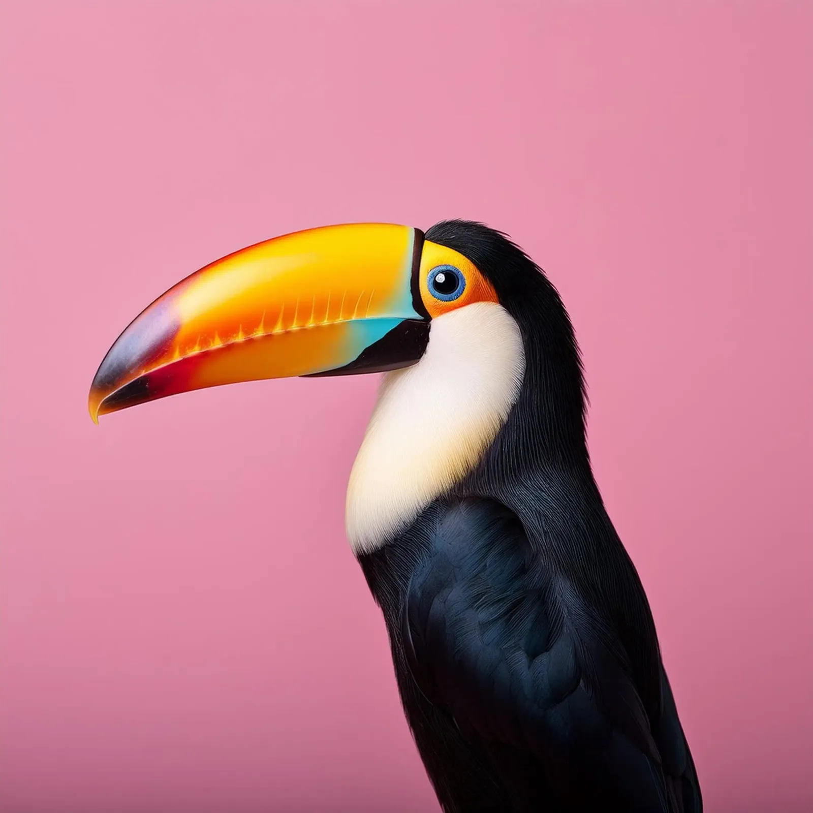 Vibrant Toucan Portrait Against Bold Pink Background canvas by FlexiDesignsByK