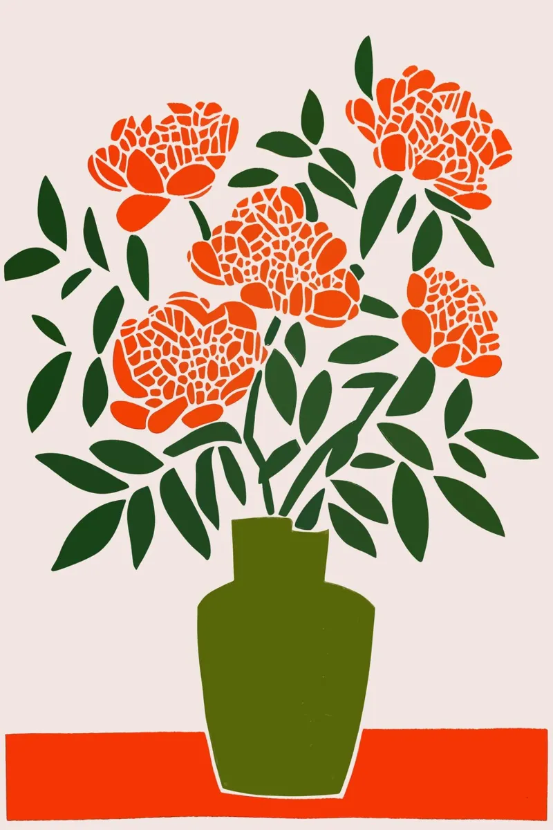Bodegón floral rojo-verde decorativo metacrilato de Autofocus
