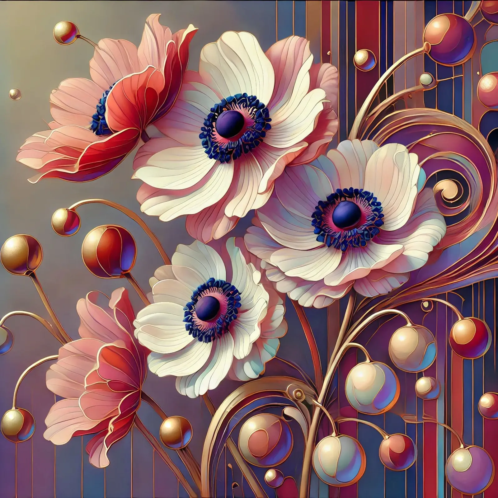 Anemonen pellicola backlit da Art-Nouveau-Dsg