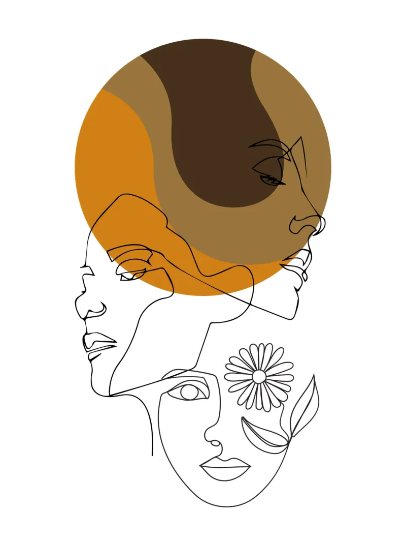 Modern Minimalist Human Face Line canvas with Floater frame by YSV MINIMALIST