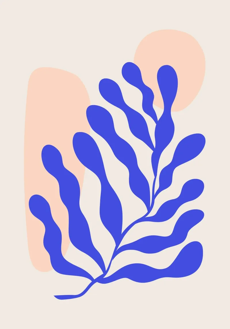 Navy Blue Abstract Botanical Art hahnemühle by pdigitalprints
