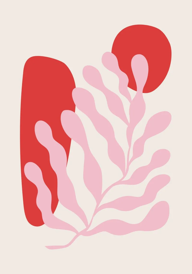 Red and Pink Abstract Botanical Art hahnemühle by pdigitalprints