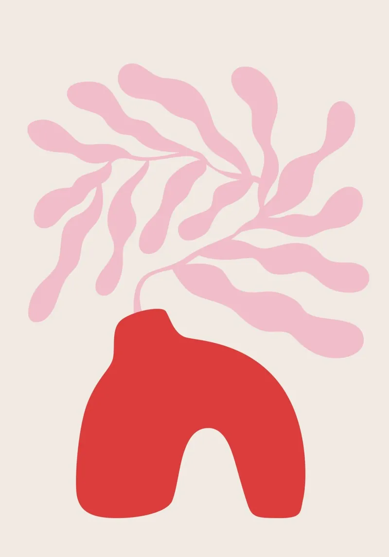 Rood en Roze Midcentury Abstracte Kunst poster van pdigitalprints