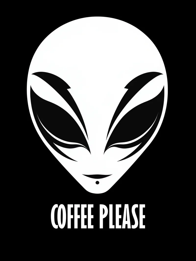 Alien Coffee Break | Camicia Logo o per la cucina poster con telaio in alluminio da Autofocus