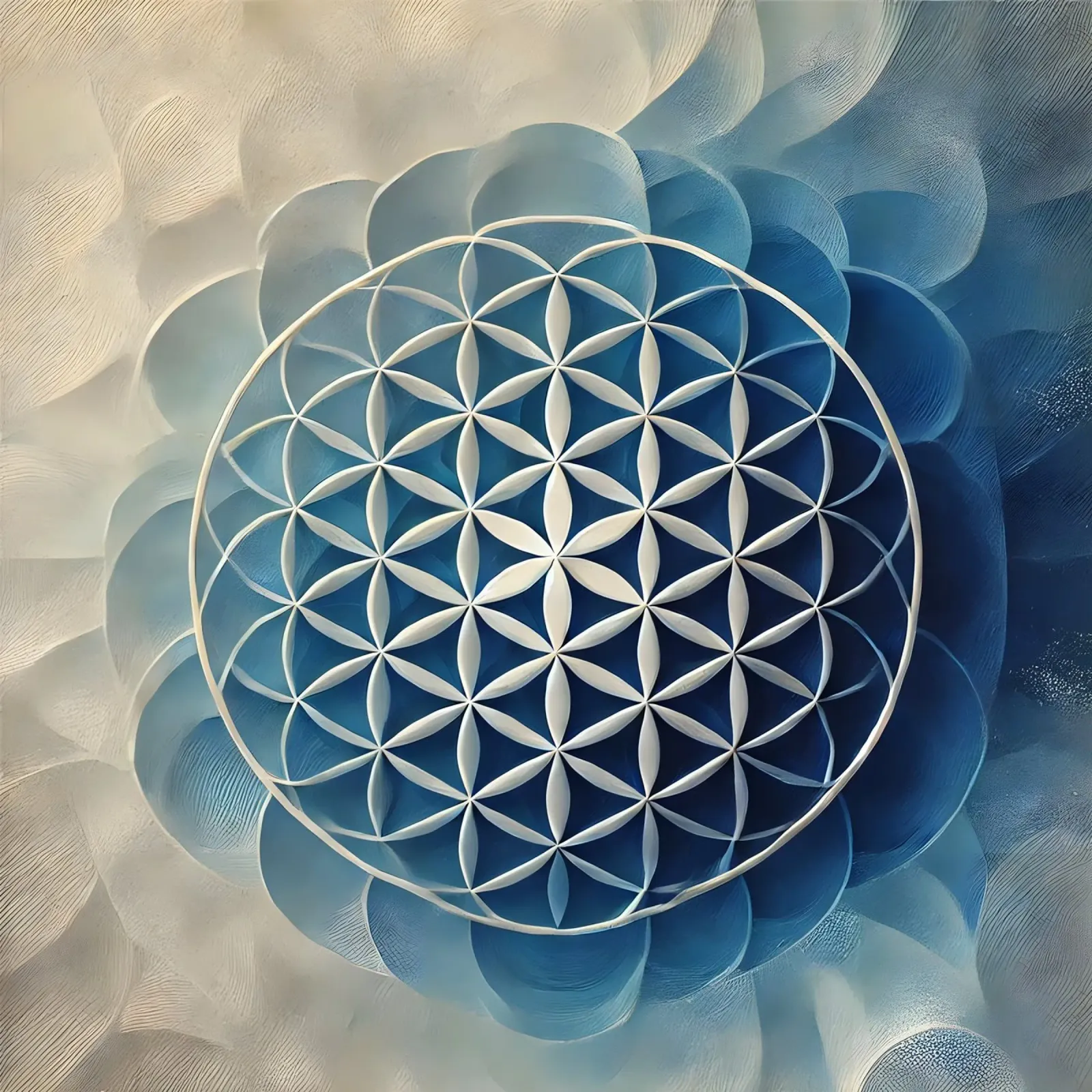 Bloem des levens blauw canvas met Baklijst van spiritual