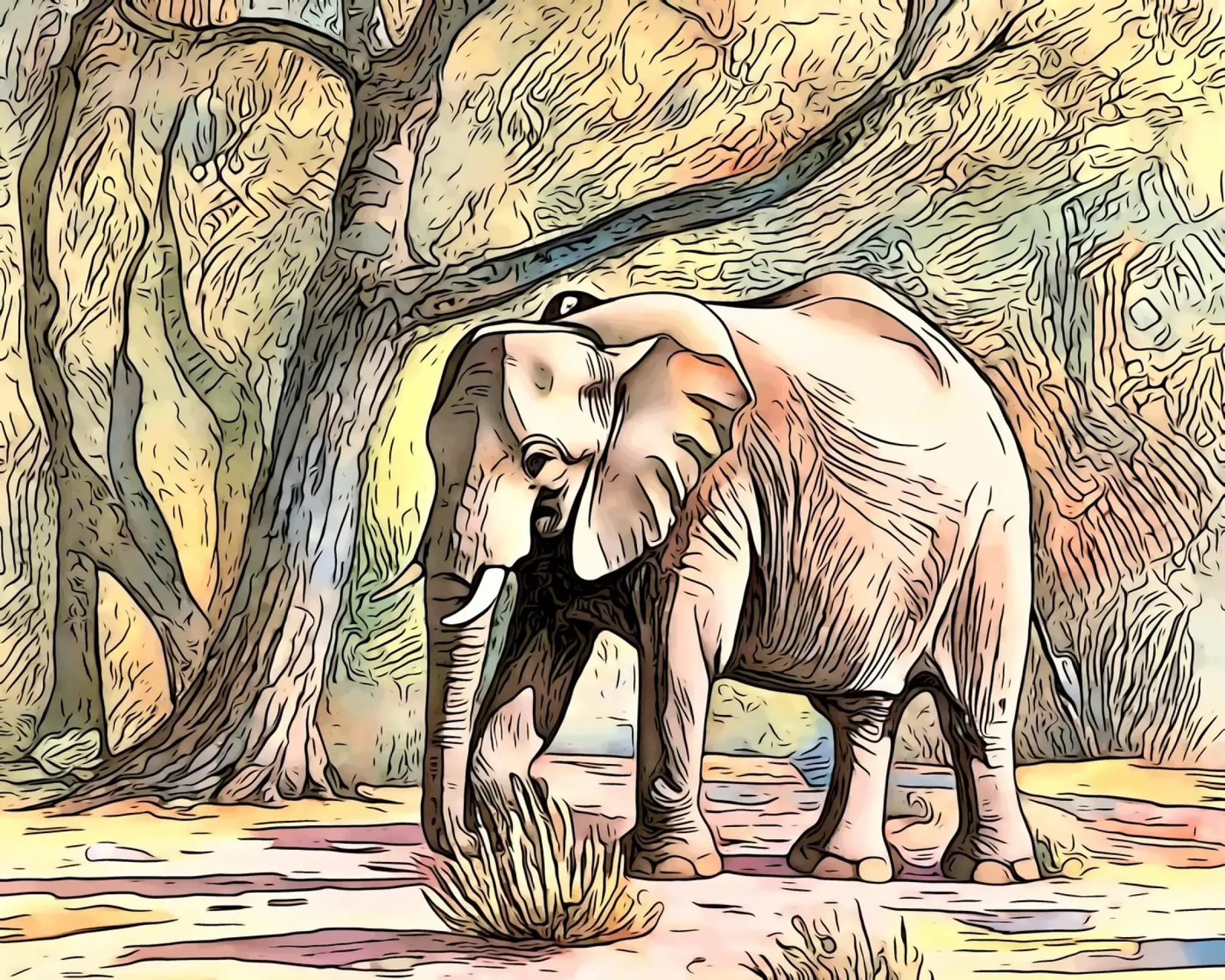 Un safari in Africa, motivo 6 poster con telaio in legno da ZAMART