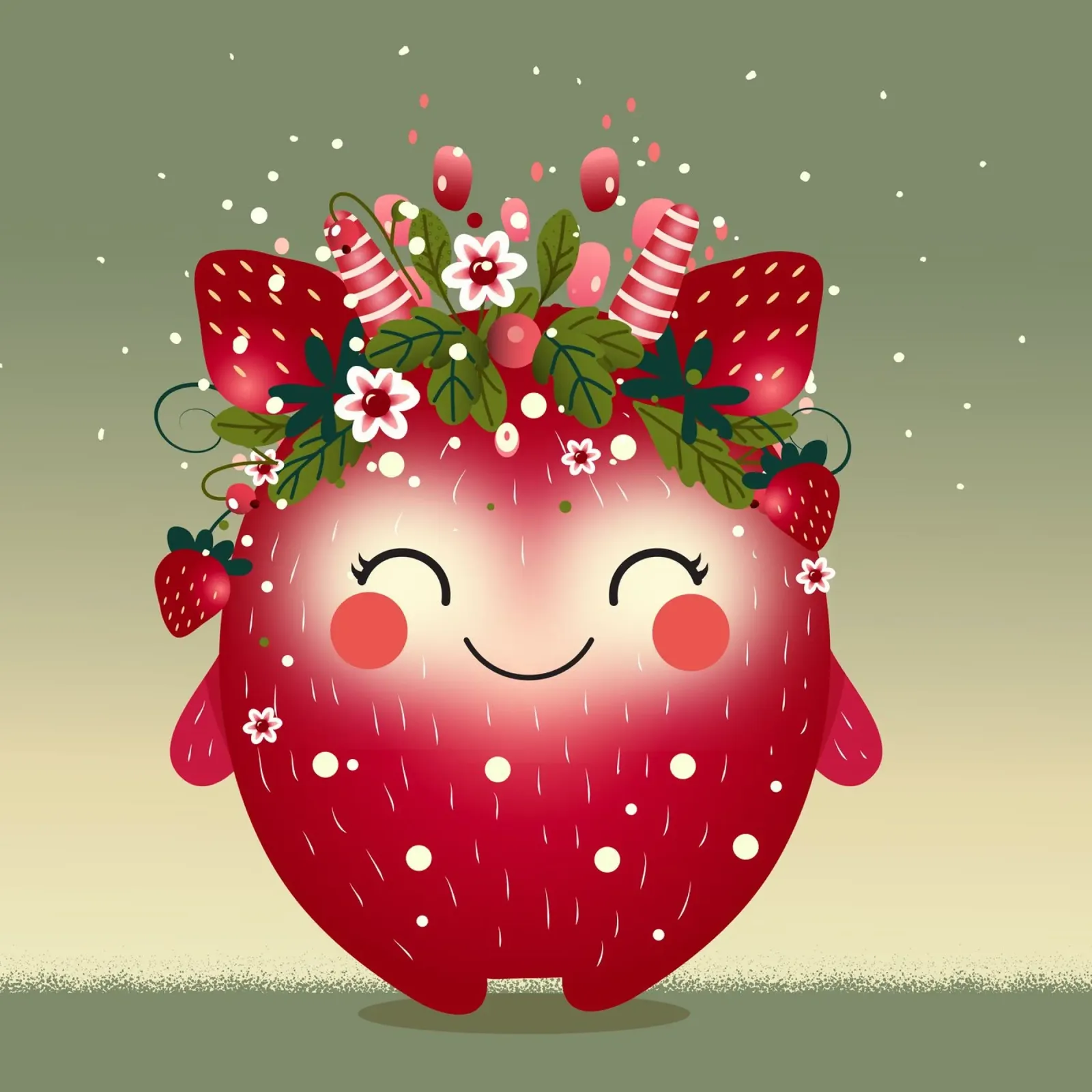 adorabile mostro, ispirato alle fragole poster con telaio in legno da namosh