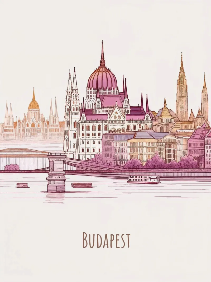 Budapest City minimalist modern landmarks art forex plate by WijdevenDesign