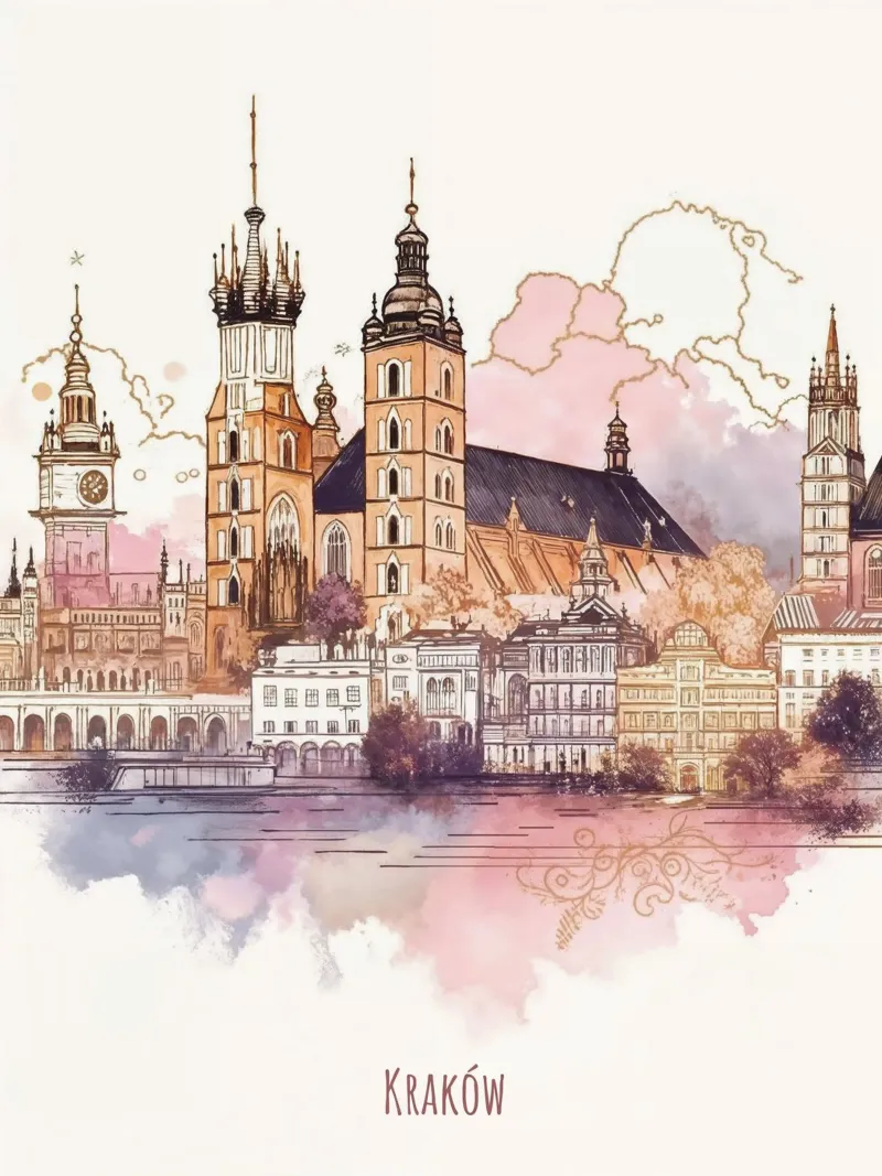 Krakow City minimalist modern landmarks art poster de WijdevenDesign