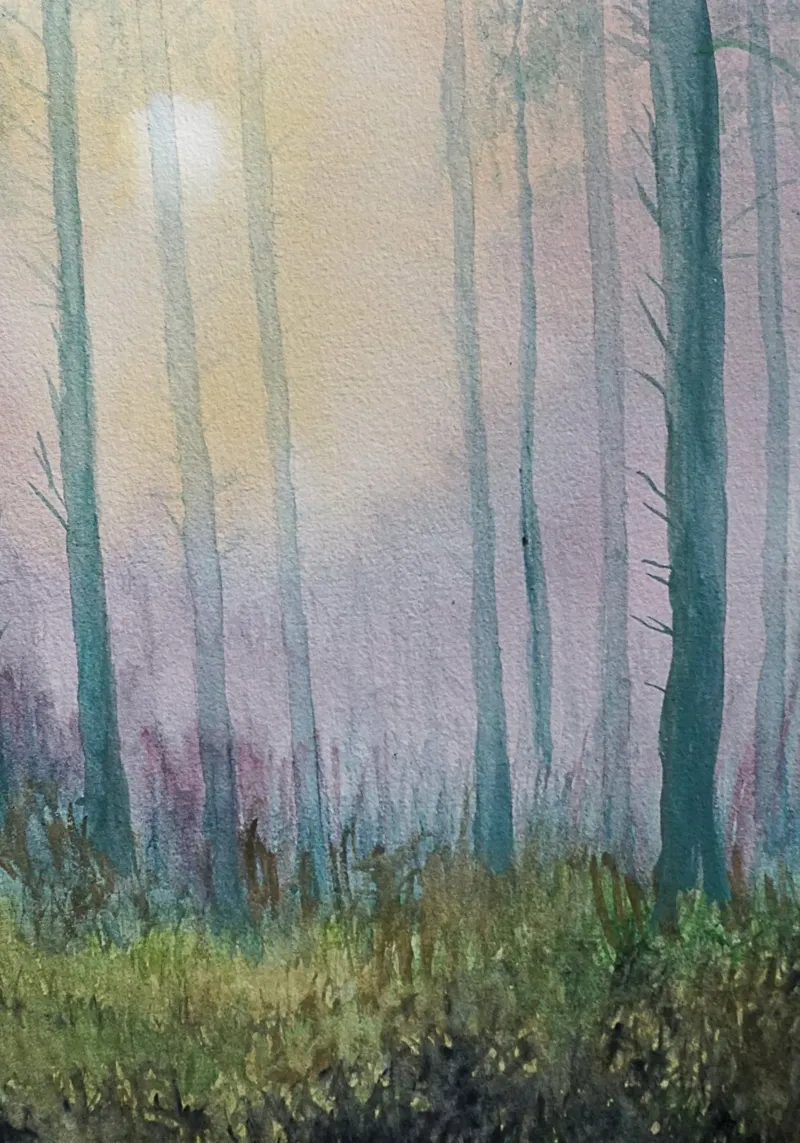The Enchanted Forest alu-dibond by Eva Nev Watercolor