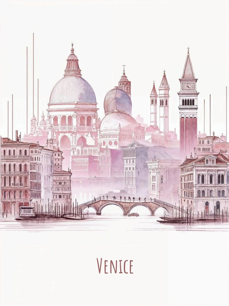 Venedig Stadt minimalistische moderne Wahrzeichen Kunst Poster von WijdevenDesign