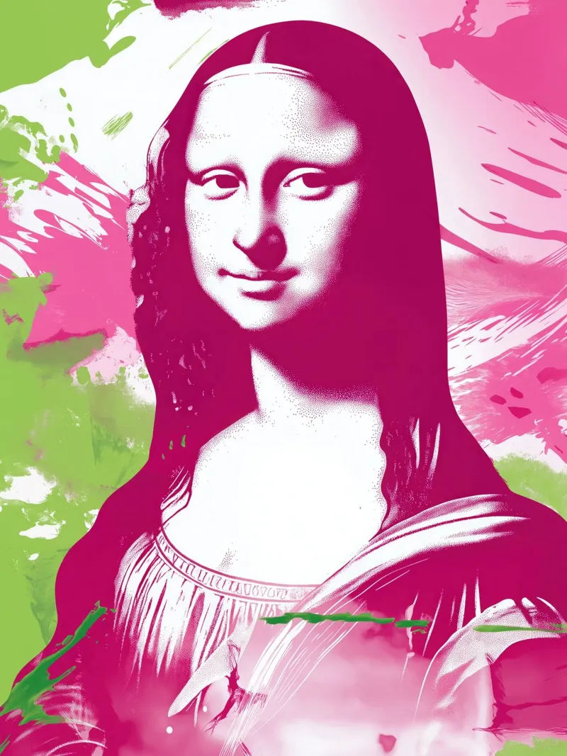 Paziente Monna Lisa in rosa e verde Pop Art carta hahnemühle da Autofocus
