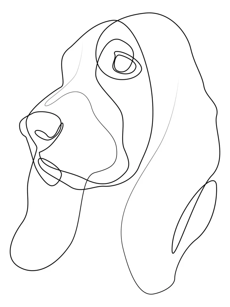 Basset Hound One Line pellicola backlit da Addillum