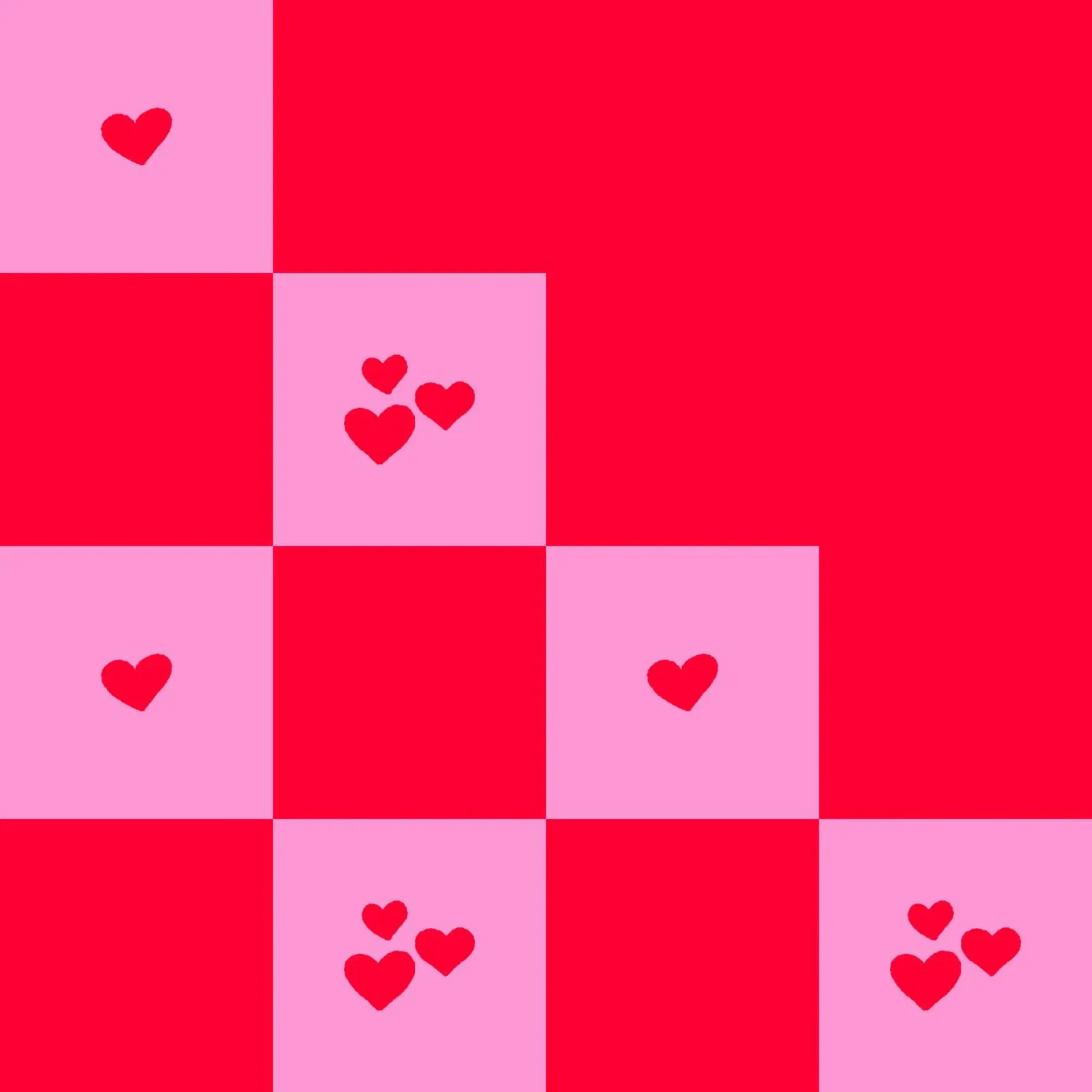 Broken Grid heart pattern - pink and red canvas by Wackapacka