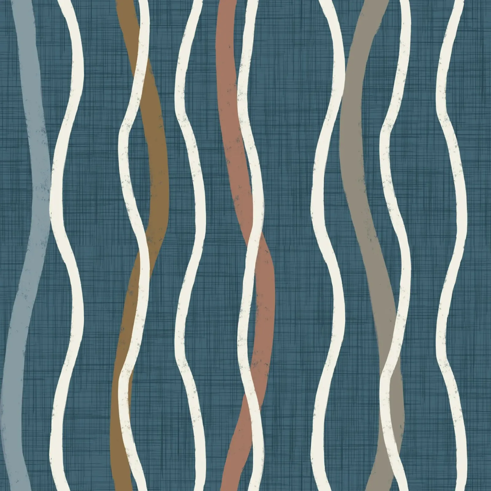 Arazzo retrò a linee ondulate PANTONE 18-4417 - Mid Century Mod pellicola backlit da susanacosta