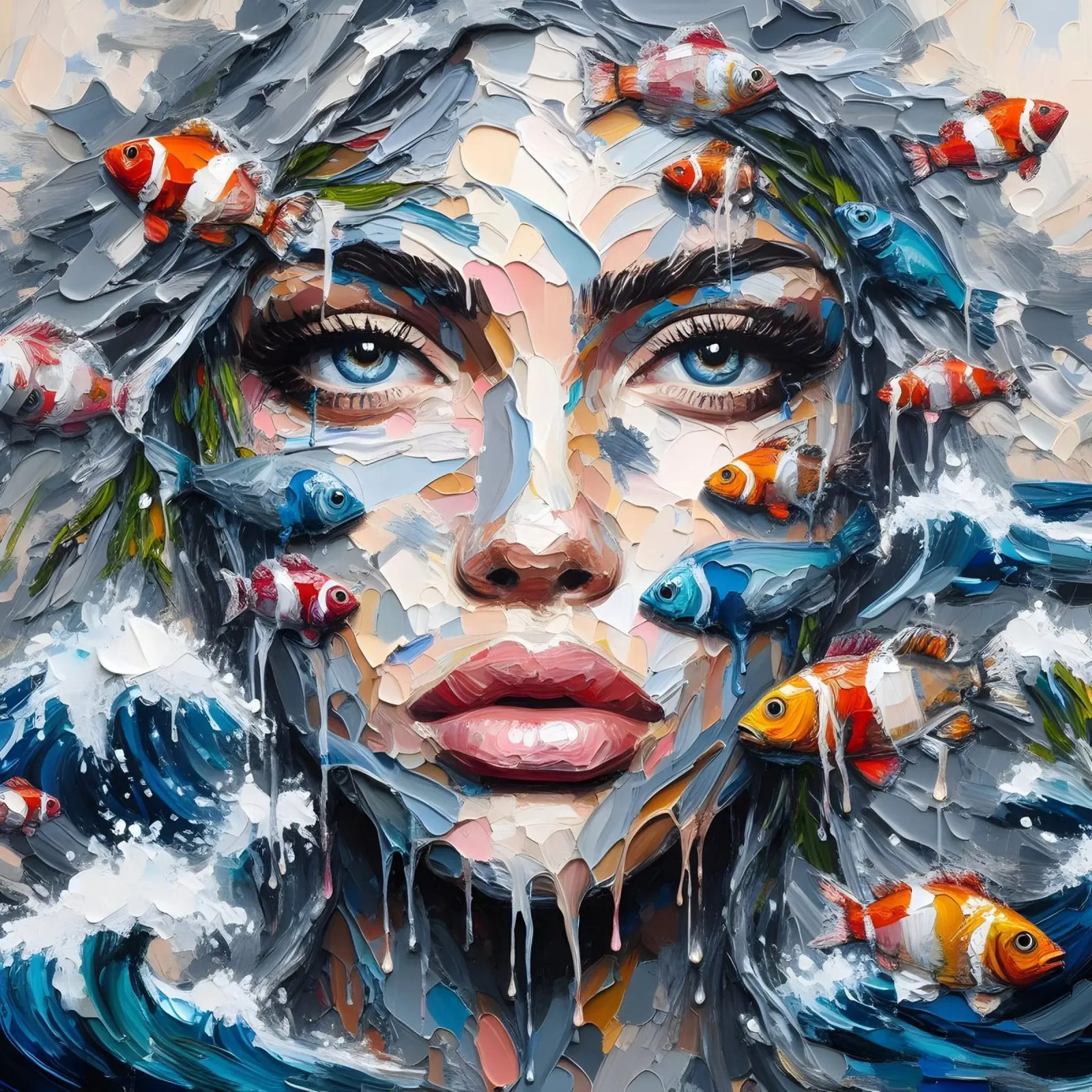 ES GIBT NOCH VIELE FISCHE IM MEER PORTRÄT Poster mit Aluminium Rahmen von ARTOMATIC