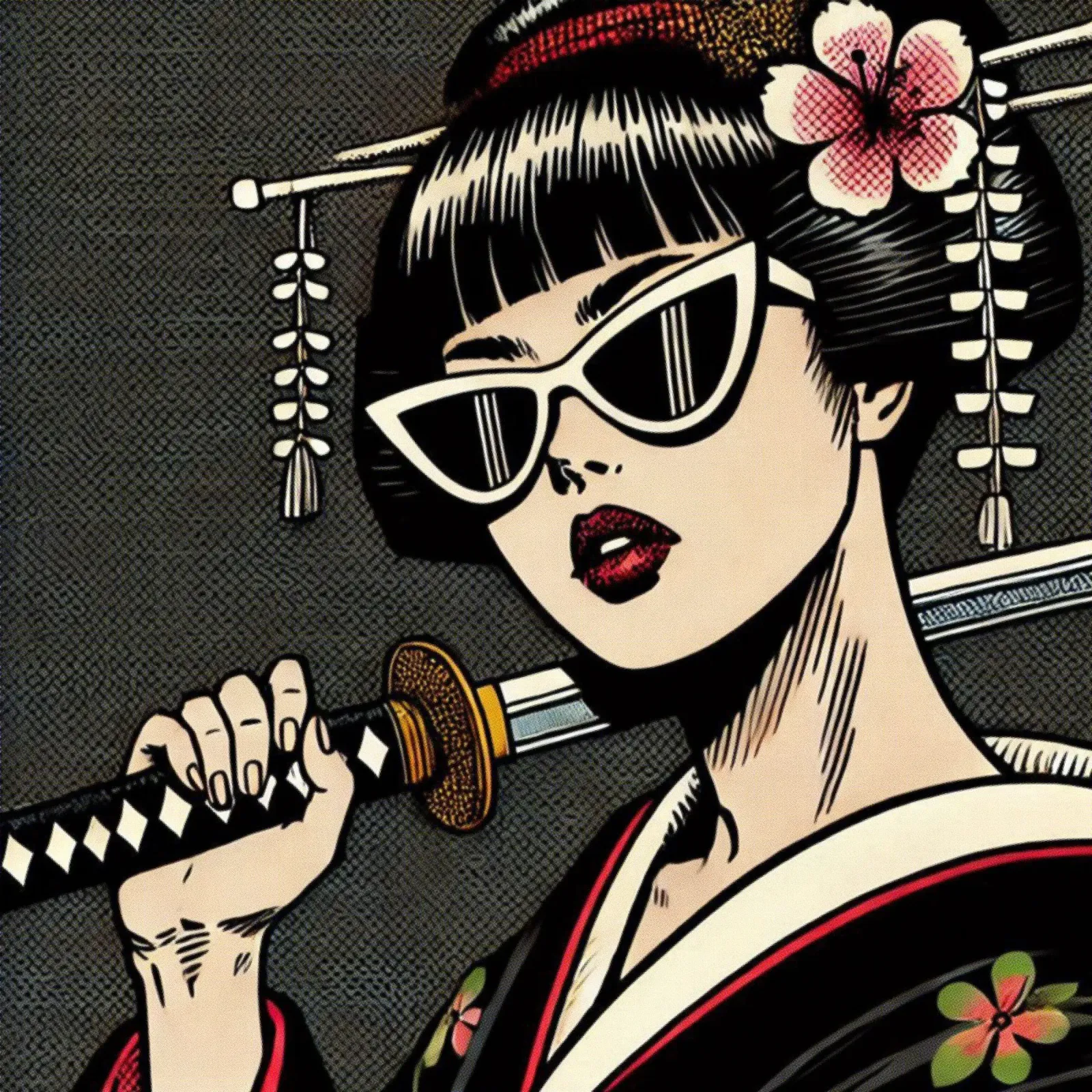 catana geisha - Vintage Poster poster avec cadre en plastique de posterprints-by-nomad