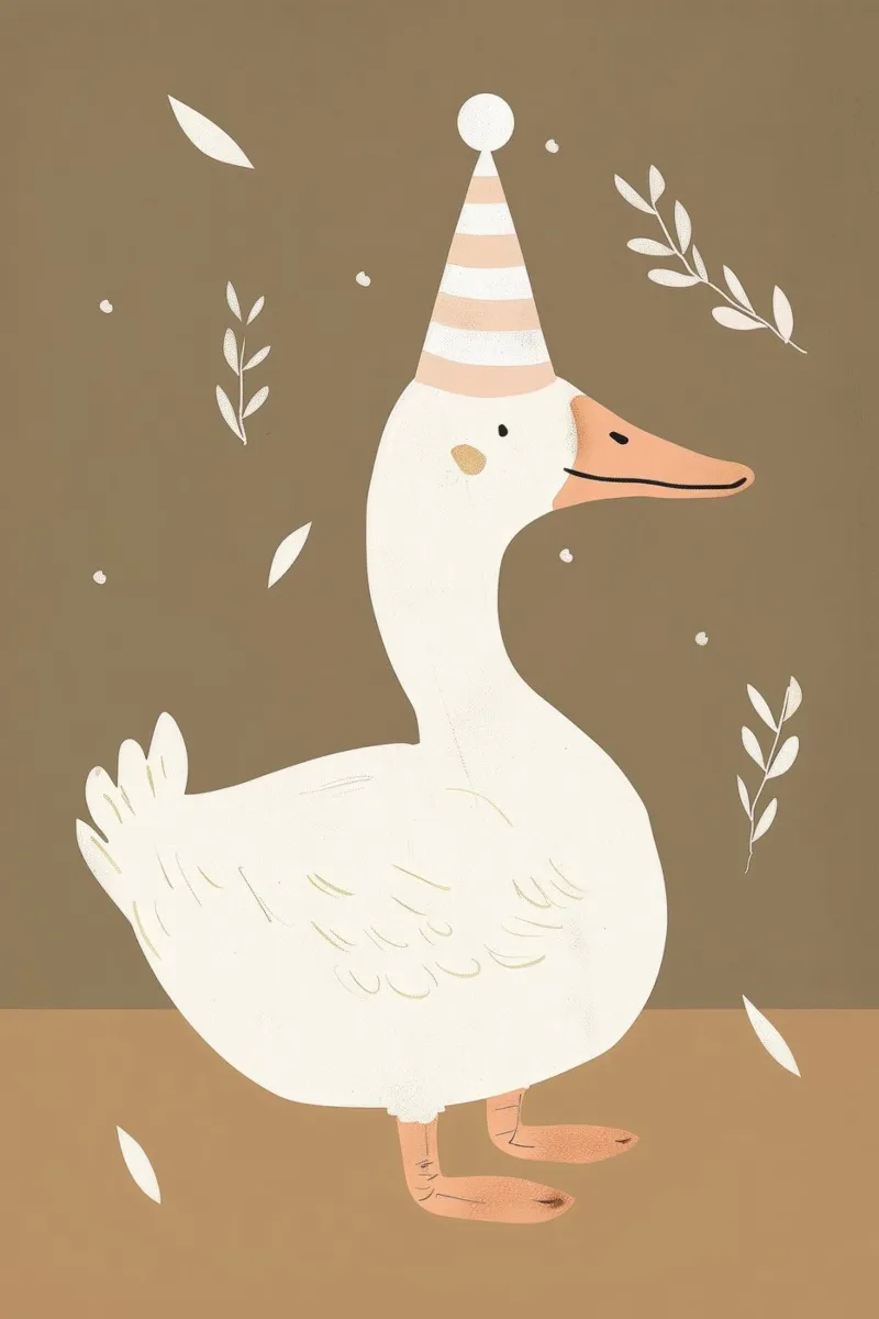 Verjaardagsfeest Eend, Schattige print voor kinderen hahnemühle van Little Lola