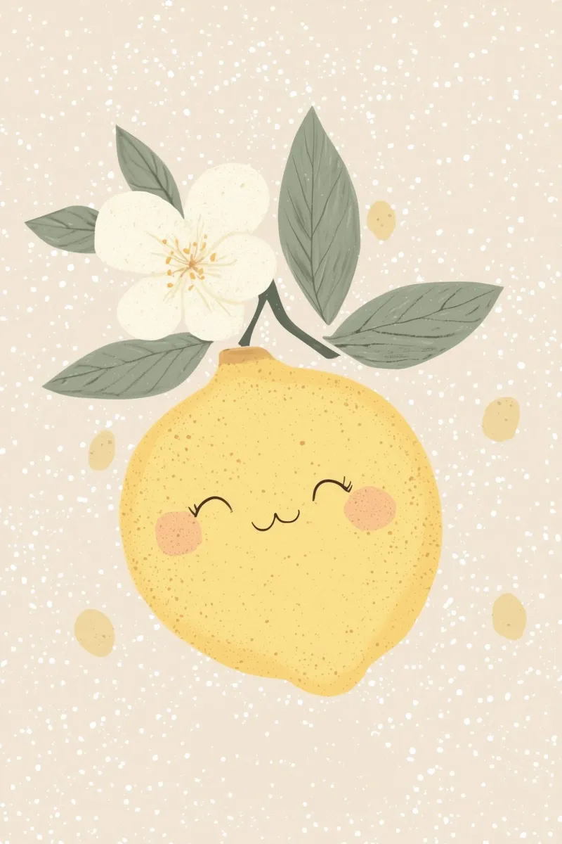 Illustrazione di un piccolo limone felice per la cameretta dei bambini pellicola backlit da Little Lola