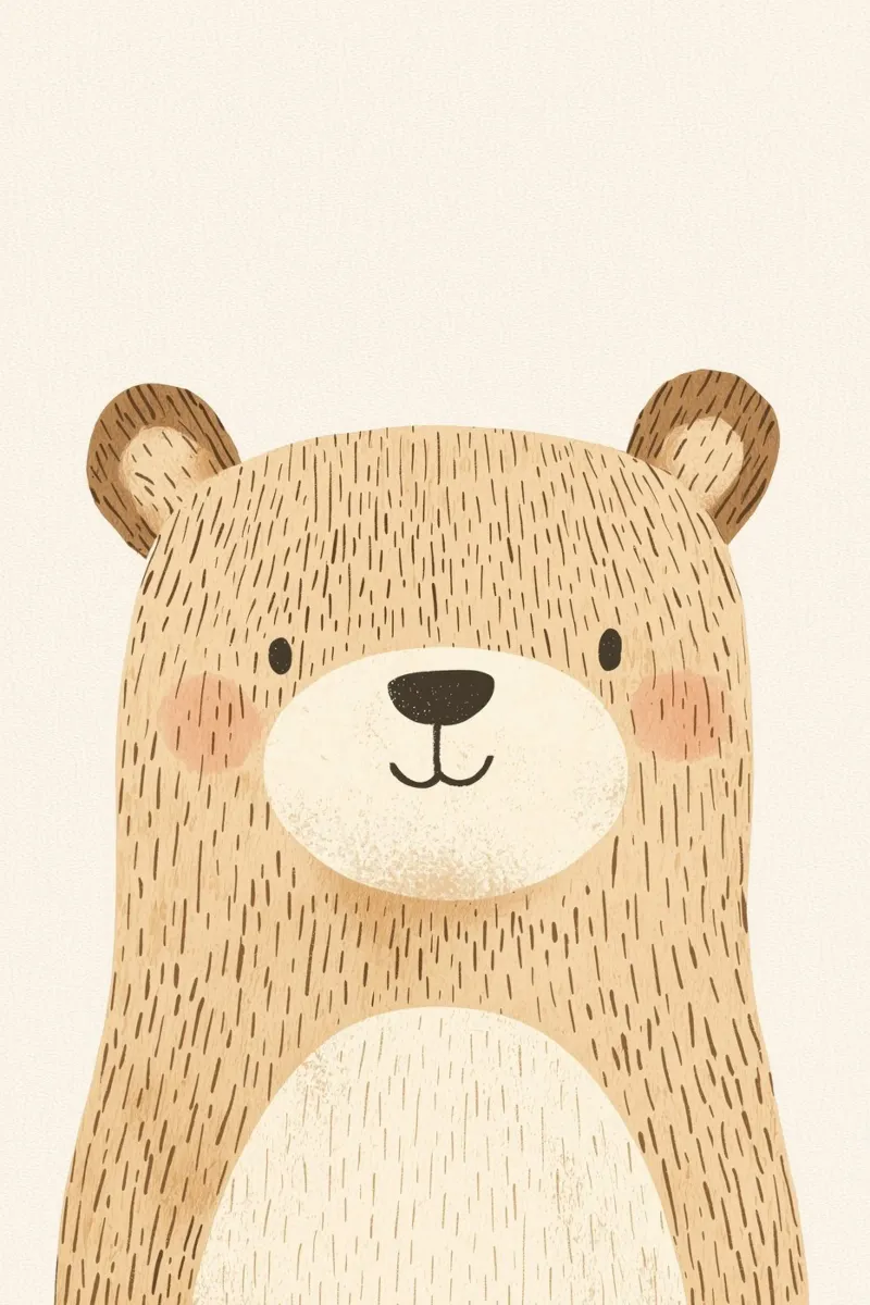 Ours mignon, imprimé pastel pour chambre d'enfant, décoration de chambre d'enfant toile de Little Lola