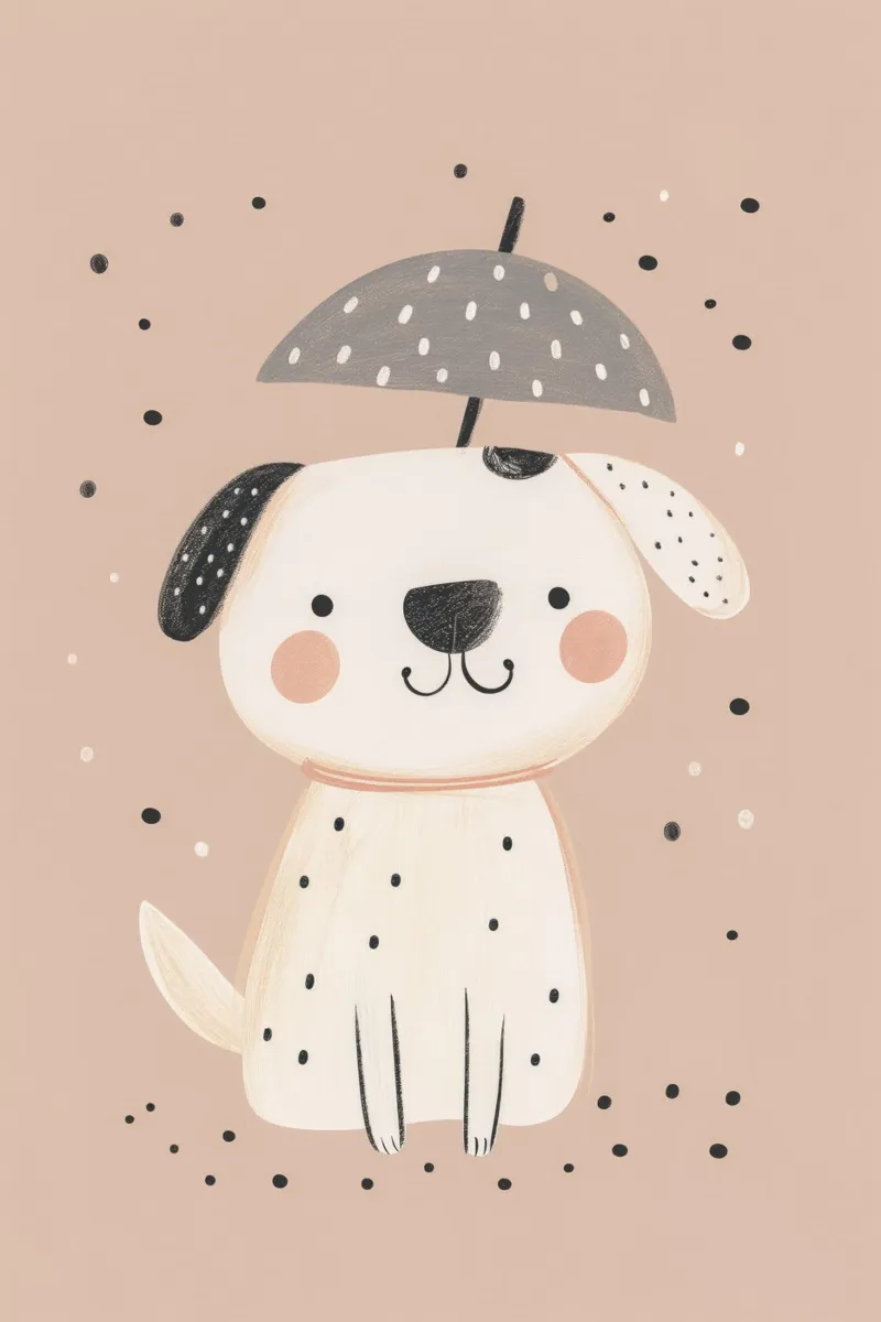 Arte da parete per bambini, illustrazione di un cucciolo carino, stanza dei bambini poster con telaio in plastica da Little Lola