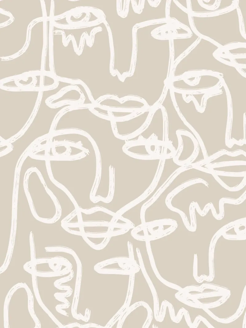 Beige Faces poster with plastic frame by ni-ja artboutique