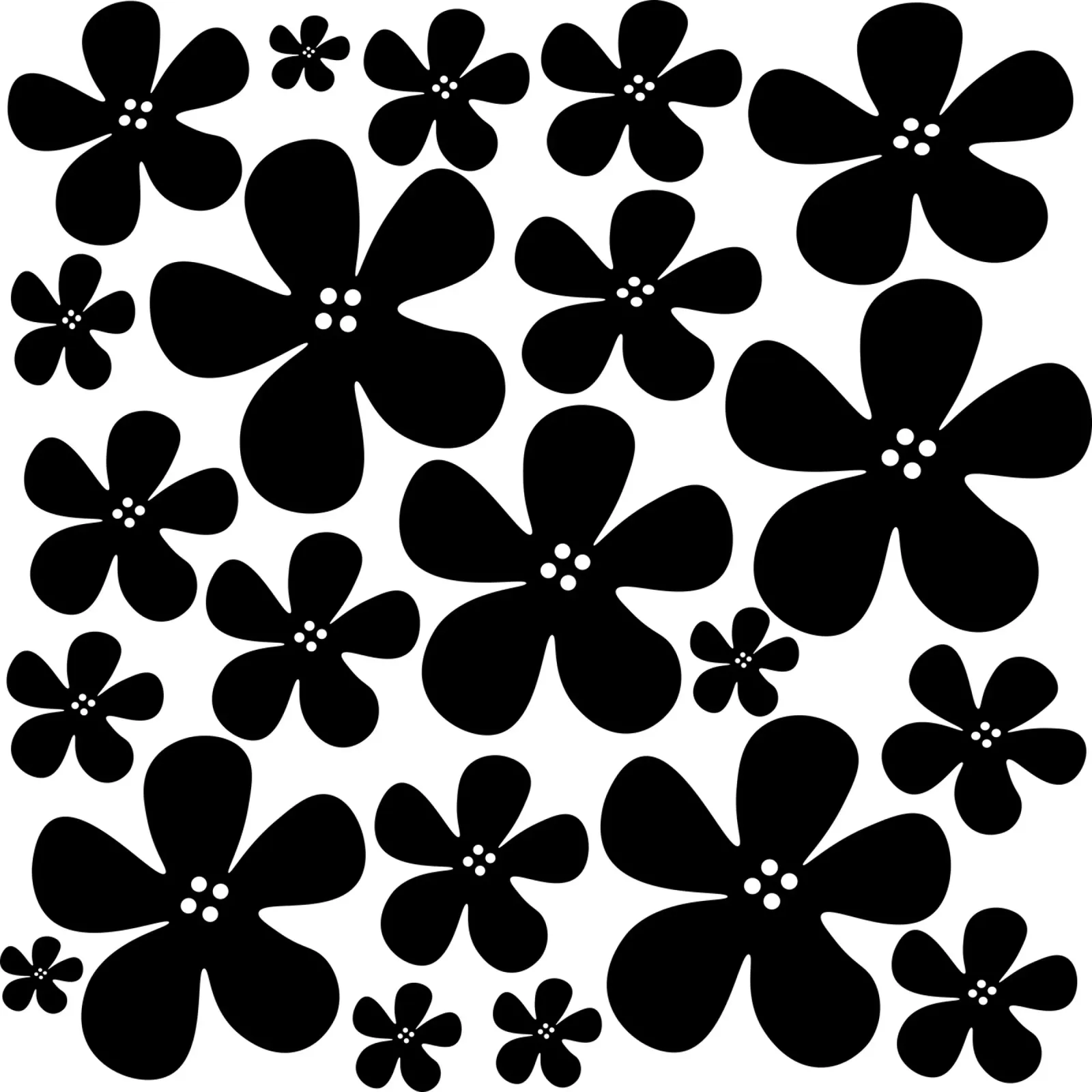 Black flowers pattern pellicola backlit da baobabprintstore