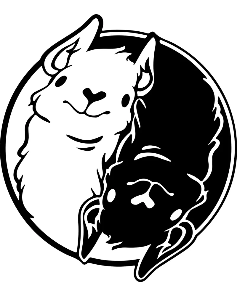 lama yin e yang divertente design d'arte pellicola backlit da ririedis