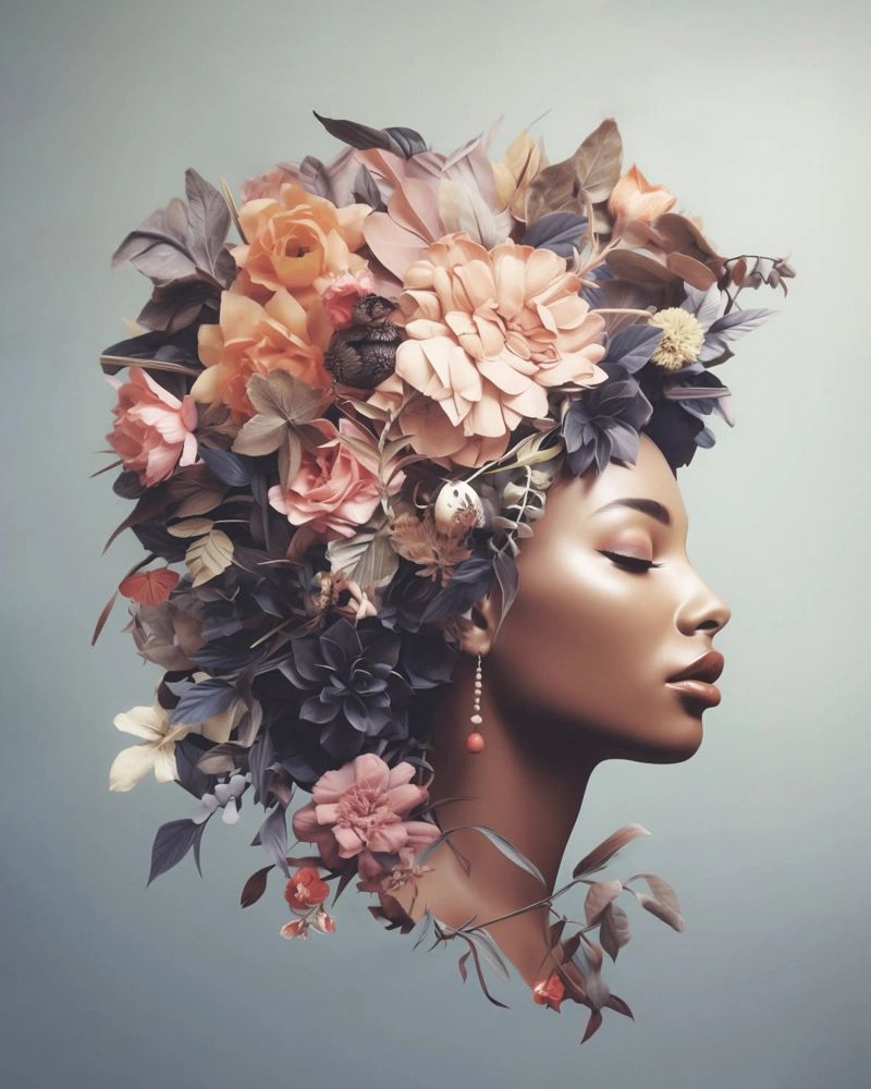 Flowery Beauty-Woman poster by Carinaprint