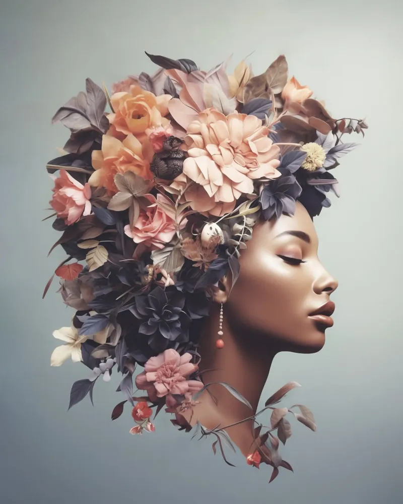 Flowery Beauty-Woman poster by Carinaprint
