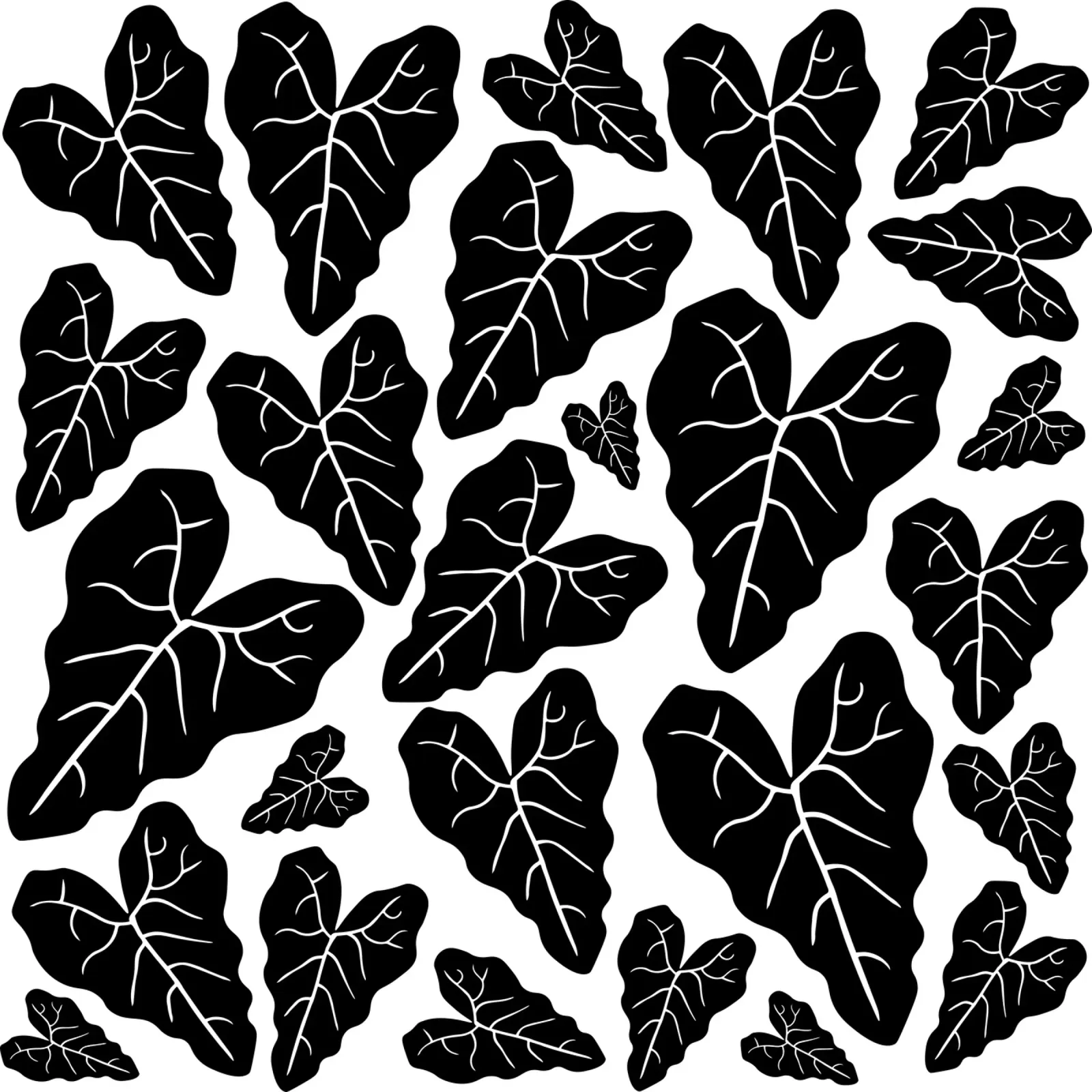 Black leaves pattern pellicola backlit da baobabprintstore