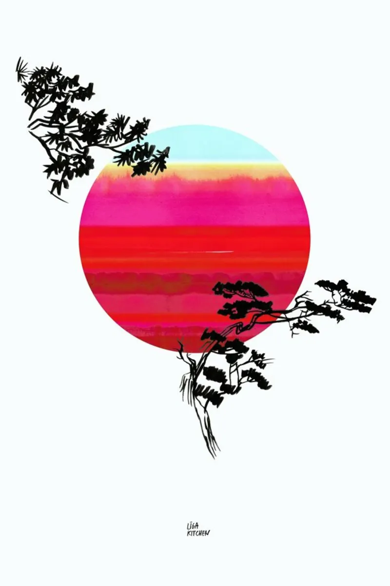 Japanese Sun poster con telaio in plastica da Liga Kitchen