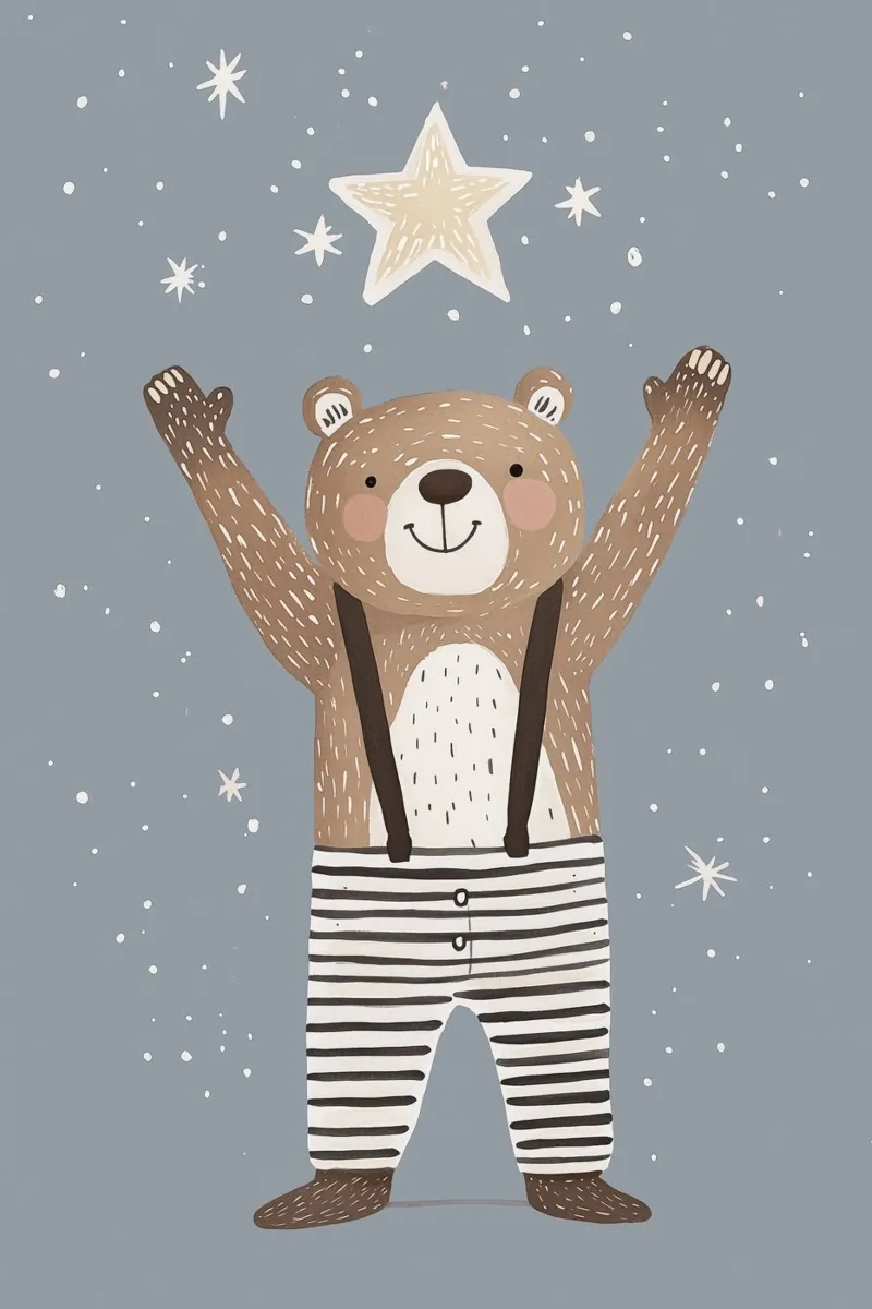 Illustrazione di orsi, cameretta per bambini, stanza dei giochi per bambini poster con telaio in plastica da Little Lola