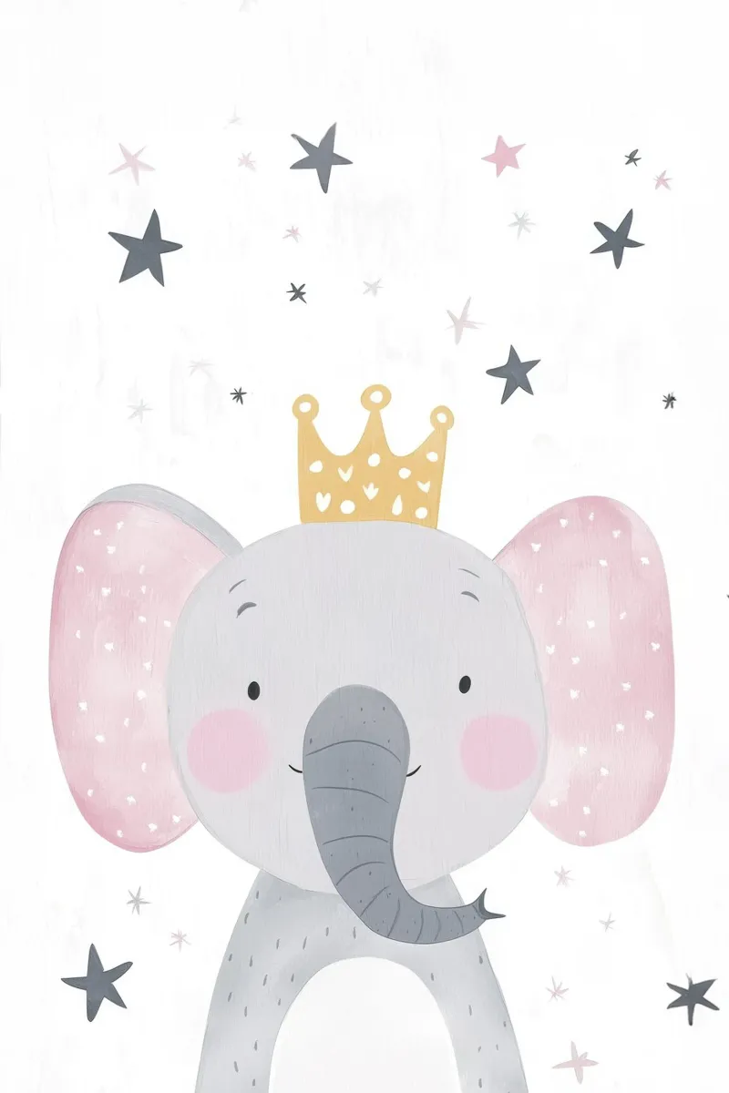 Elefante di festa carino, illustrazione di compleanno poster con telaio in plastica da Little Lola