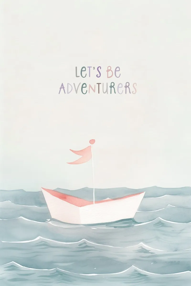 Adventure Print for Kids Nursery, Sail Boat Print canvas with Floater frame by Little Lola