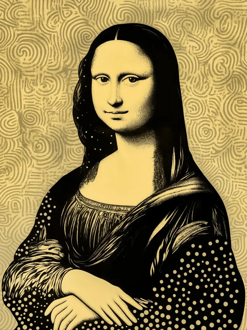 Hedendaagse Mona Lisa in aardkleurig raster canvas van Autofocus