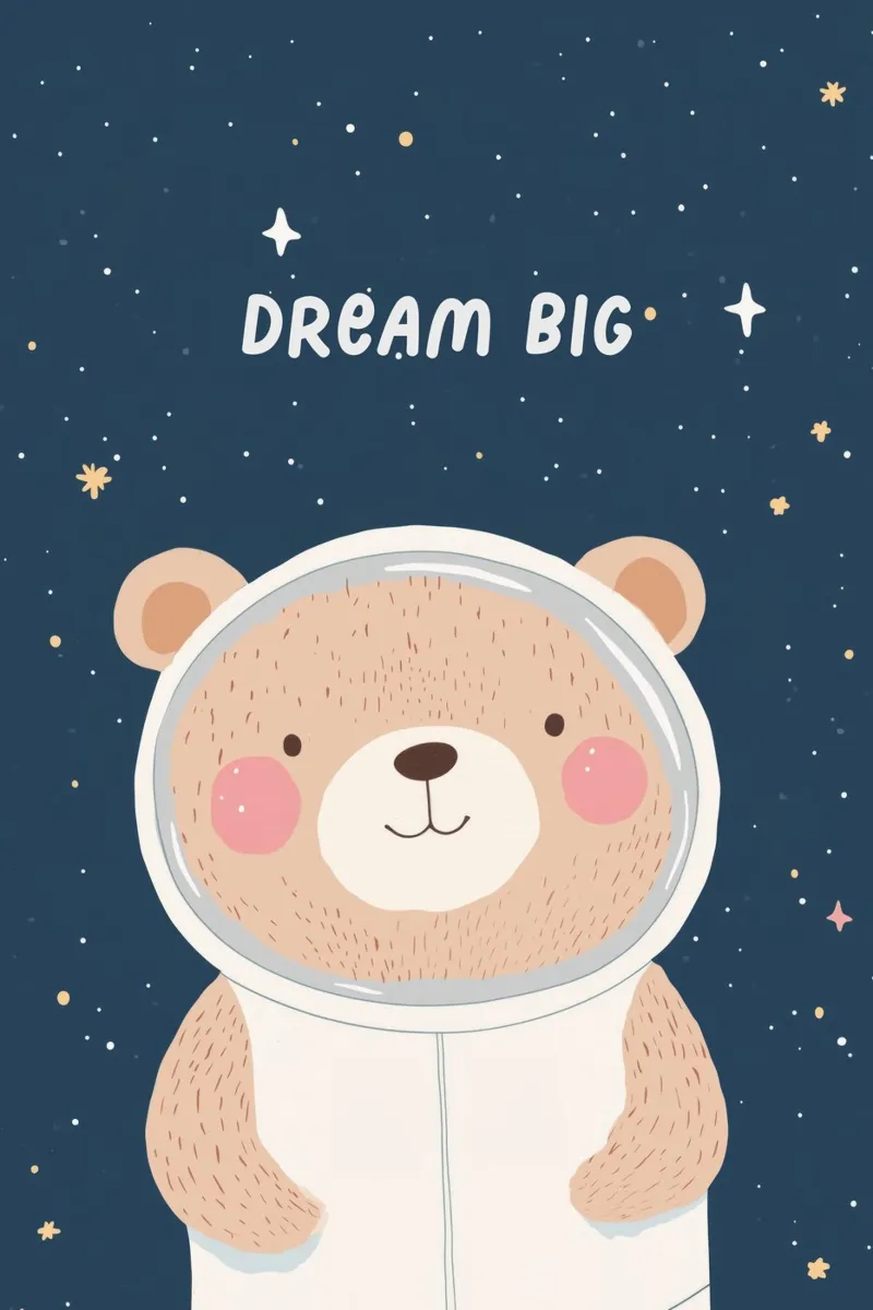 Orso nello spazio Illustrazione Affermazione positiva per bambini pellicola backlit da Little Lola