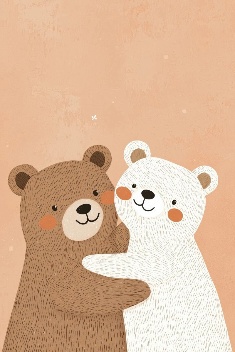 Bären, die sich umarmen, Beste Freunde, Wildnis, Kinderzimmer Wandkunst Poster von Little Lola